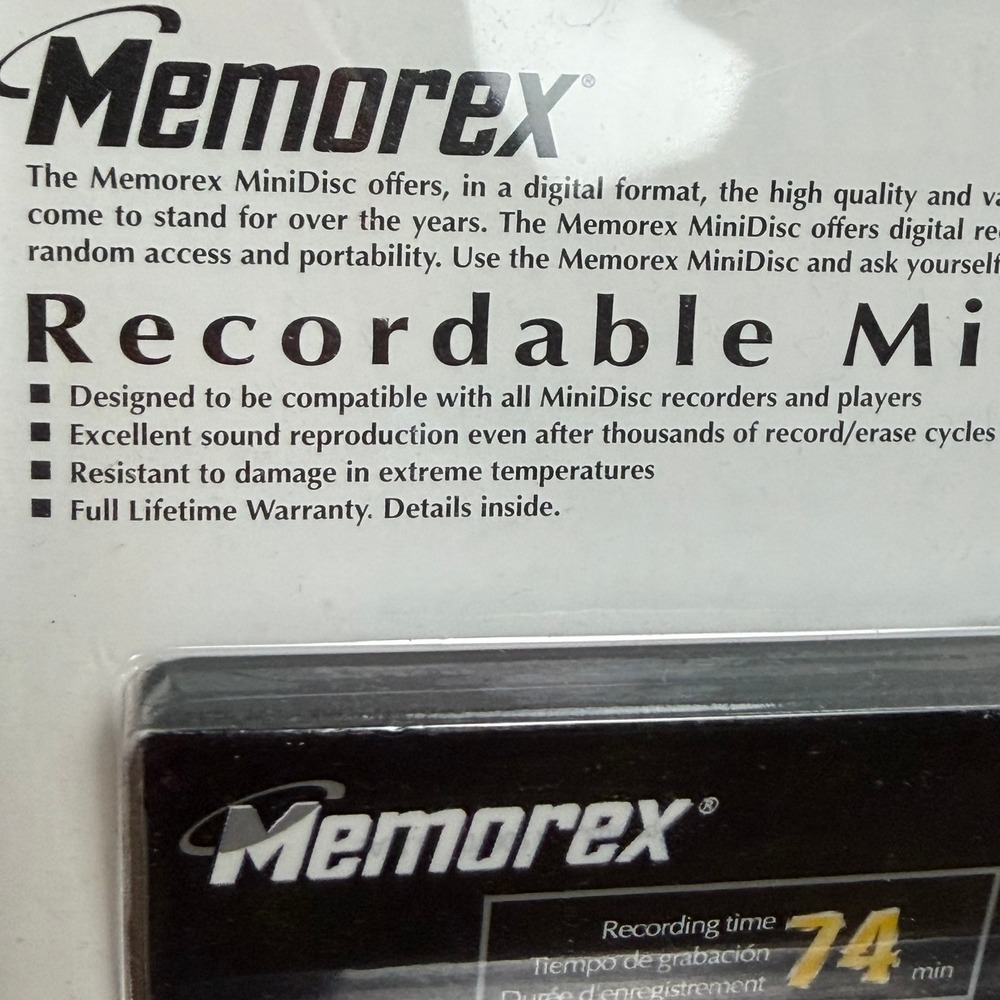 Memorex Recordable MiniDisc 5 Pack 74 Minute Digital Recording MD 1520-5000 NEW - Picture 5 of 7
